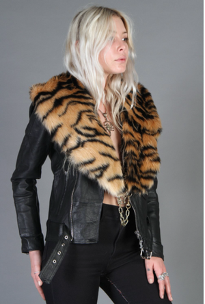 Faux Fur Stole (black, white, leopard, tiger)