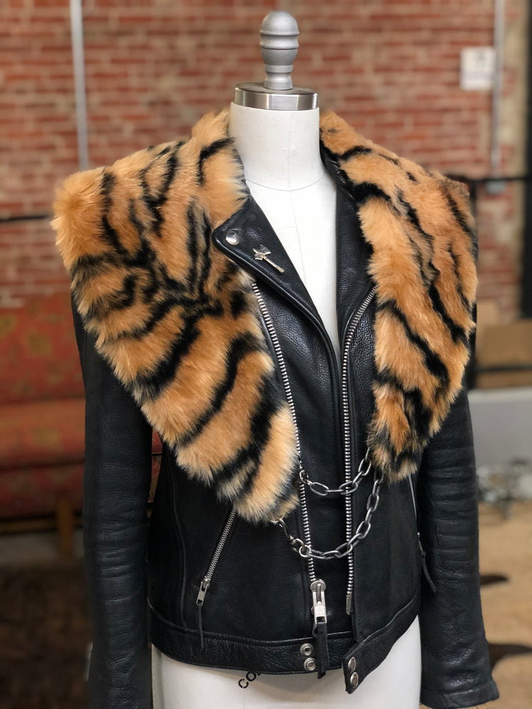 Faux Fur Stole (black, white, leopard, tiger)