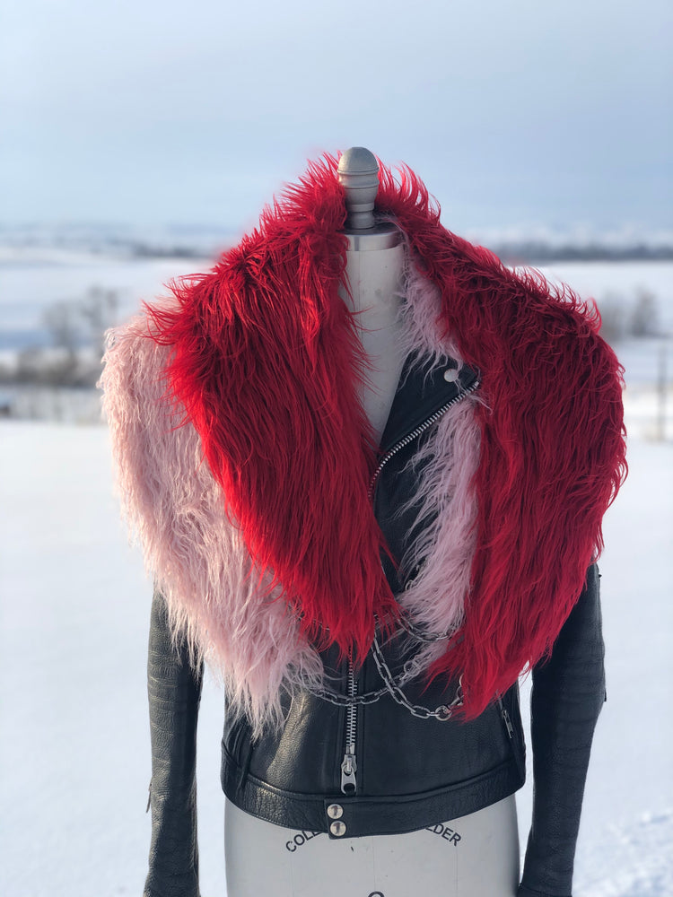 Pink and Red faux fur stoles